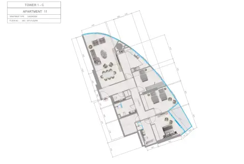 Plattegrond van 3 slaapkamers in Orchid Towers Phase 1