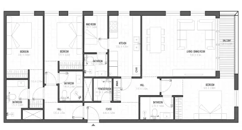 Plattegrond van 3 slaapkamers in Olfah