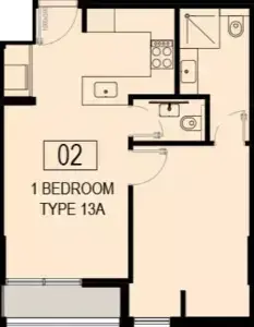 Plattegrond van 1 slaapkamer in Nama Phase 6 By Alef Group