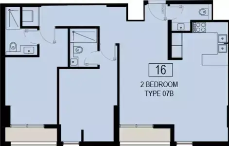 Plattegrond van 2 slaapkamers in Nama Phase 6 By Alef Group
