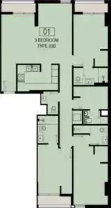 Plattegrond van 3 slaapkamers in Nama Phase 6 By Alef Group