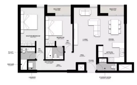 Plattegrond van 2 slaapkamers in Nama Phase 3 By Alef Group