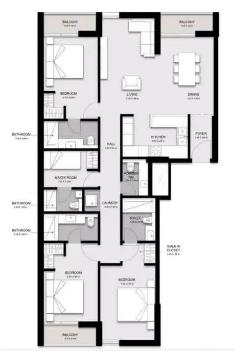 Plattegrond van 3 slaapkamers in Nama Phase 3 By Alef Group