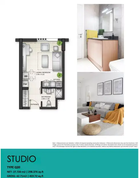 Plattegrond van Studio in Souq Al Mamsha