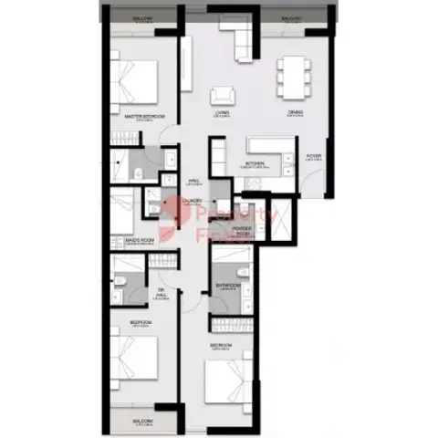 Plattegrond van 3 slaapkamers in Darb Phase 4 By Alef Group