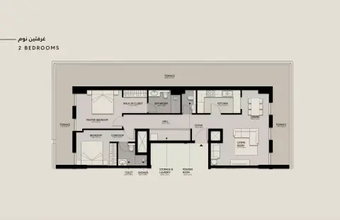 Plattegrond van 3 slaapkamers in Suroor Phase 2 By Alef Group