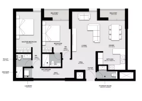 Plattegrond van 2 slaapkamers in Nama Phase 2 By Alef Group
