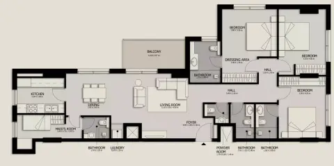 Plattegrond van 3 slaapkamers in Suroor Phase 3 By Alef Group