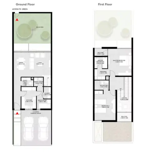 Plattegrond van 2 slaapkamers in Arada Masaar 3