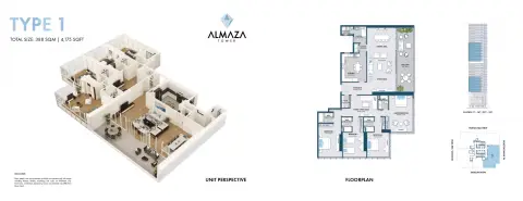 Plattegrond van 4 slaapkamers in Almaza Tower
