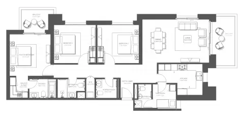 Plattegrond van 3 slaapkamers in Citrine Residence