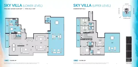 Plattegrond van 4 slaapkamers in S1 Tower
