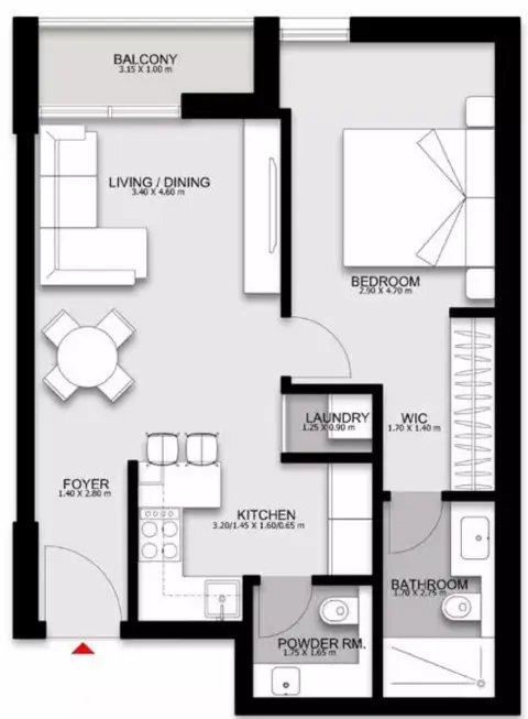 Plattegrond van 1 slaapkamer in Darb By Alef Group