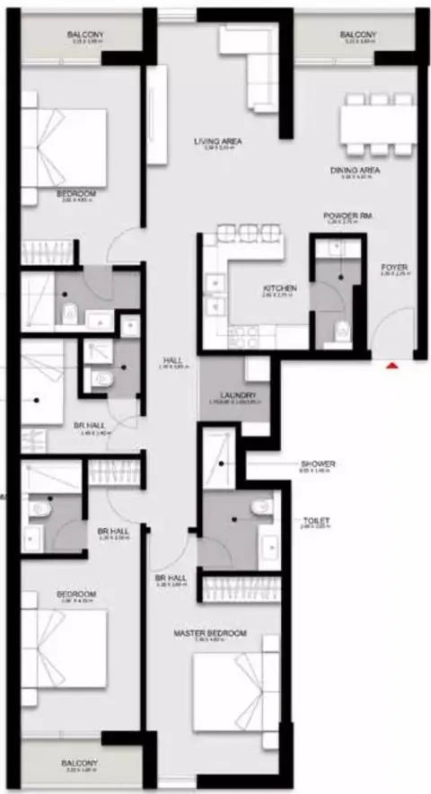 Plattegrond van 3 slaapkamers in Darb By Alef Group