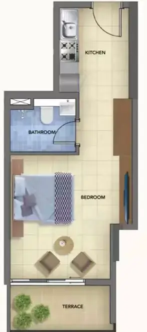 Plattegrond van Studio in Blue Pearls At Bluebay Walk