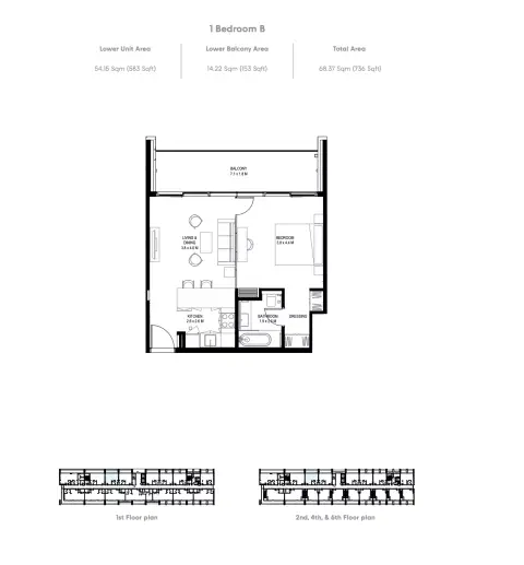 Plattegrond van 1 slaapkamer in IL Teatro