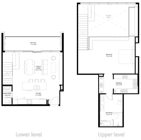 Plattegrond van 2 slaapkamers in IL Teatro