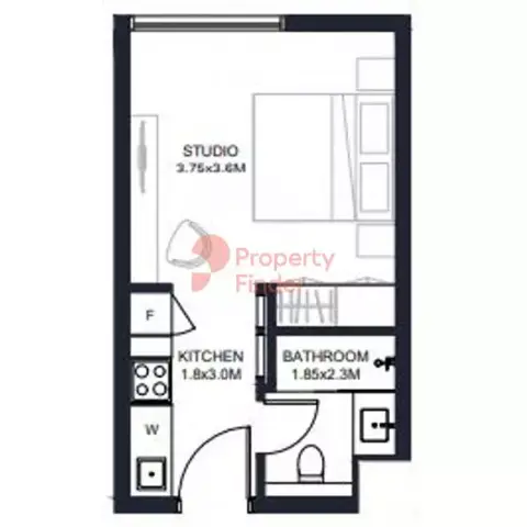 Plattegrond van Studio in Tiraz Phase 3 By Arada