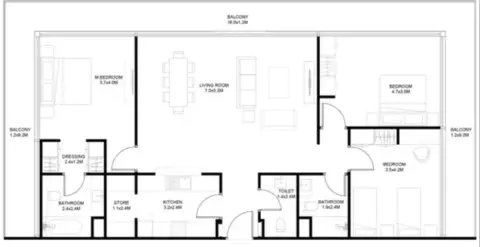 Plattegrond van 3 slaapkamers in Sokoon By Arada