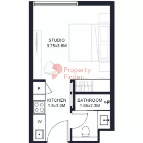 Plattegrond van Studio in Tiraz Phase 2 By Arada