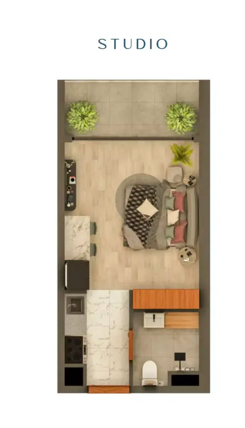 Plattegrond van Studio in Views VII by Golden Woods