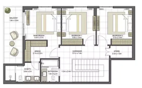 Plattegrond van 4 slaapkamers in Crystal Residences