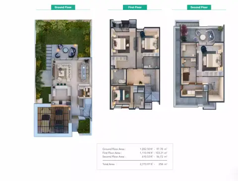 Plattegrond van 4 slaapkamers in Sun Island
