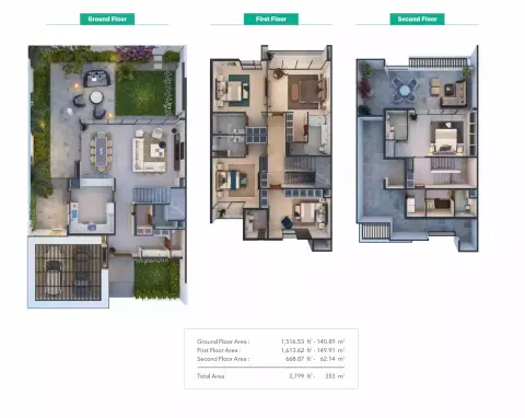 Plattegrond van 5 slaapkamers in Sun Island
