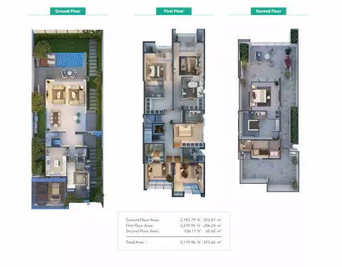 Plattegrond van 7 slaapkamers in Sun Island