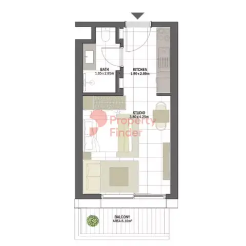 Plattegrond van Studio in Rehan Residences