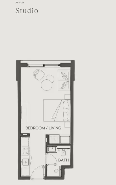 Plattegrond van Studio in Hawa Residence