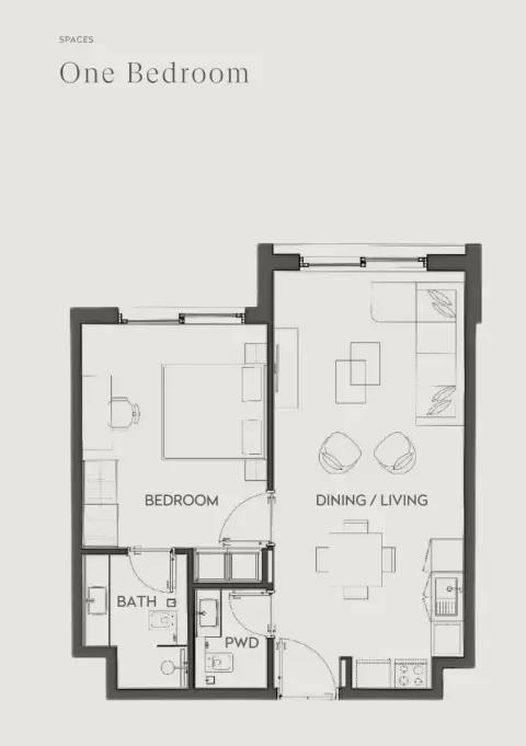 Plattegrond van 1 slaapkamer in Hawa Residence