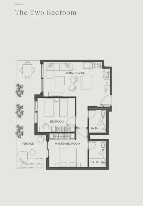 Plattegrond van 2 slaapkamers in Hawa Residence