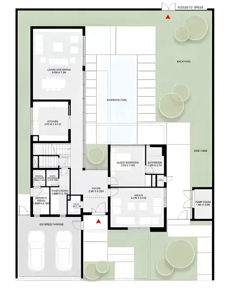 Plattegrond van 5 slaapkamers in Narenj