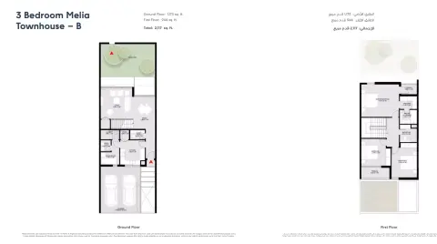 Plattegrond van 3 slaapkamers in Melia
