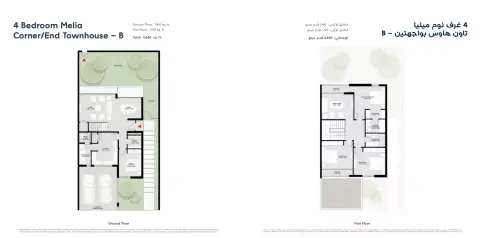 Plattegrond van 4 slaapkamers in Melia