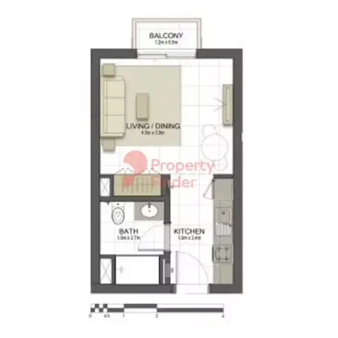 Plattegrond van Studio in Shams Residence