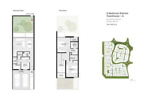 Plattegrond van 2 slaapkamers in Robinia