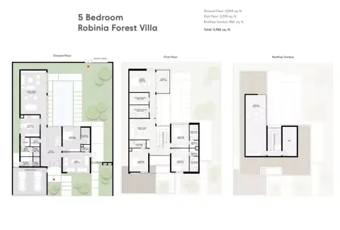 Plattegrond van 5 slaapkamers in Robinia