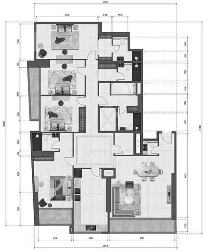 Plattegrond van 4 slaapkamers in Faradis Tower