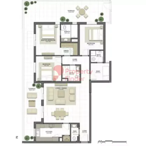 Plattegrond van 3 slaapkamers in Naseem Residences