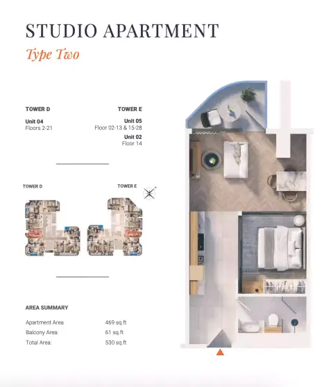 Plattegrond van Studio in Solena Orchard Place