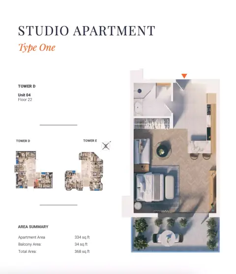 Plattegrond van Studio in Solena Orchard Place