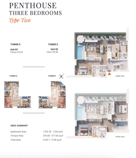 Plattegrond van 3 slaapkamers in Solena Orchard Place