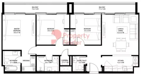 Plattegrond van 3 slaapkamers in Sokoon Phase 5 By Arada