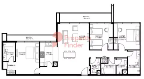 Plattegrond van 3 slaapkamers in Nasaq Phase 6 Arada