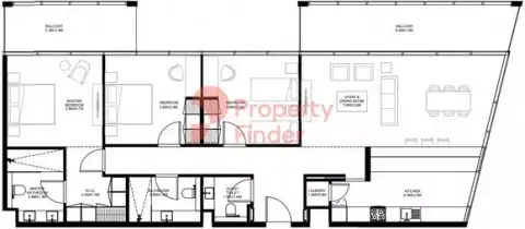 Plattegrond van 3 slaapkamers in The Gate Phase 2 By Arada