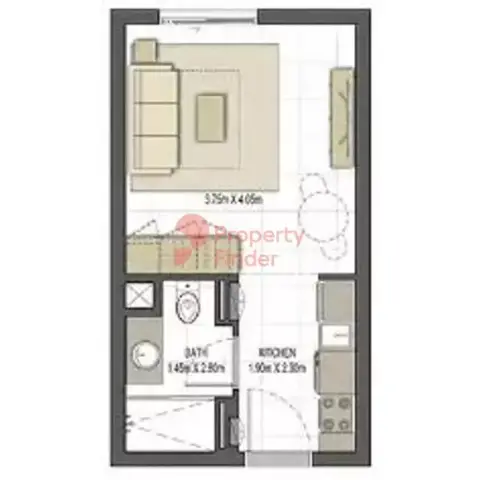 Plattegrond van Studio in Rimal Residences