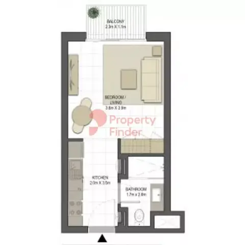 Plattegrond van Studio in Jawaher Residences