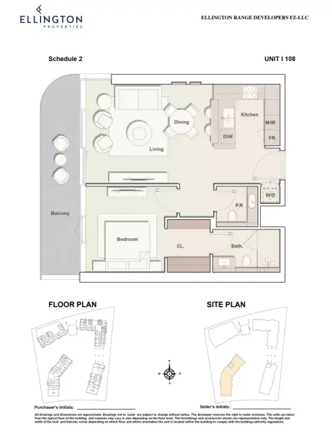 Plattegrond van 1 slaapkamer in Costa Mare